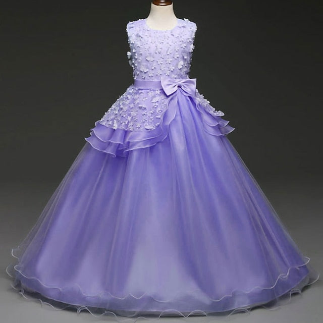 Dress Girl Girls' Flower Solid Colored Kids