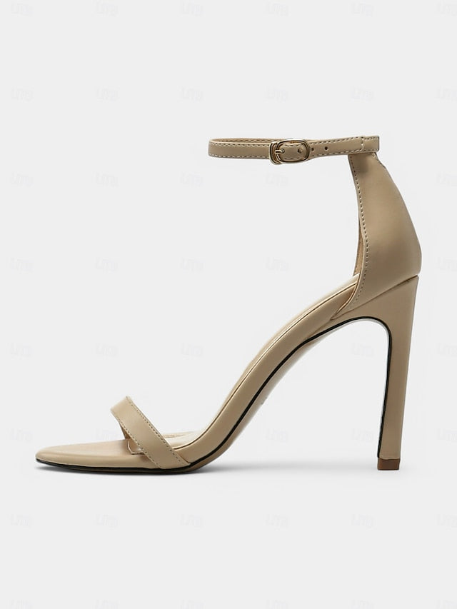 Stiletto Women Ankle Elegant for Black Sandals Open-Toe Strap -