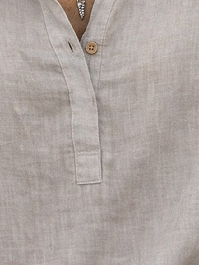 Women's Shirt Cotton Linen Shirts Popover Shirt Summer