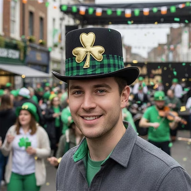 St. Patrick's Day Top Hat for Adults Men and Women, Black