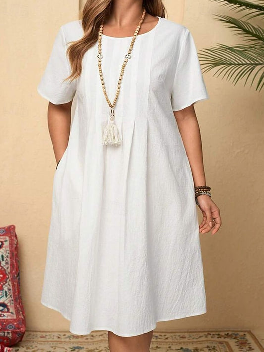 Women's Mini Dress Casual Dress Cotton Linen Dress Elegant