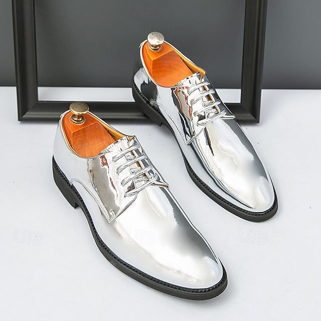 Patent Men Lace-Up – Sleek Shoes Shiny for Gold Leather