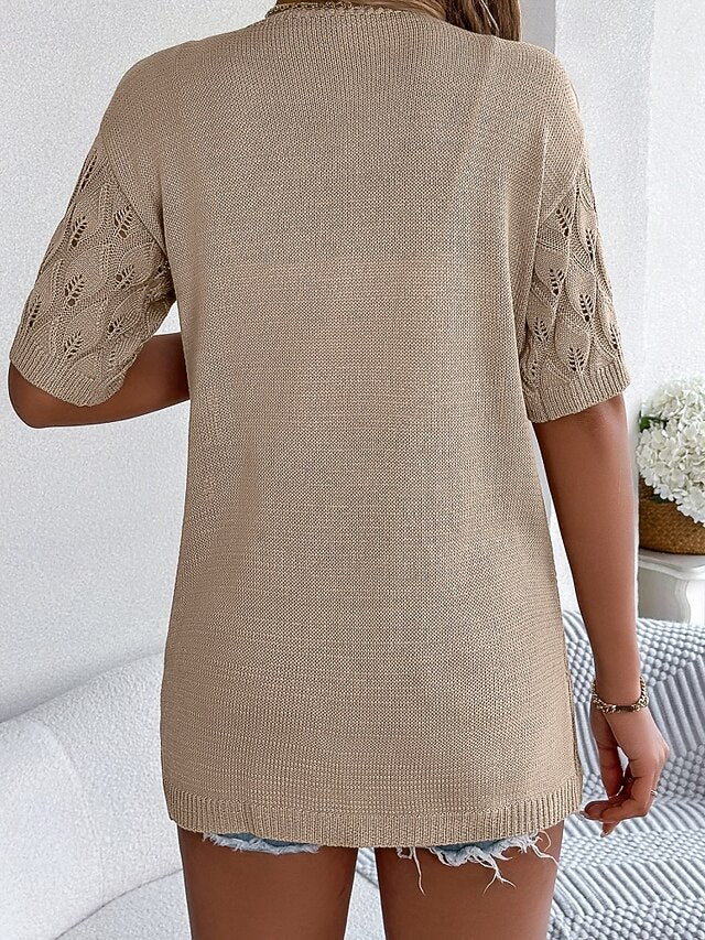Women's Tunic Summer Tops Blouse Eyelet top Eyelet Plain