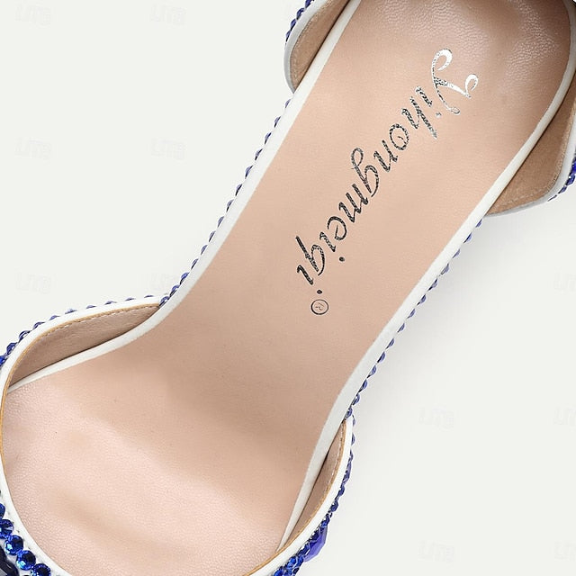 Women's Crystal Pointed-Toe Heels High Slingback Rhinestone