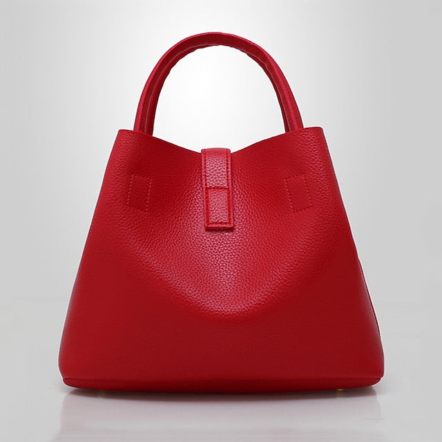 Gold Red Women's Chain with Leather Handbag Lock and Faux