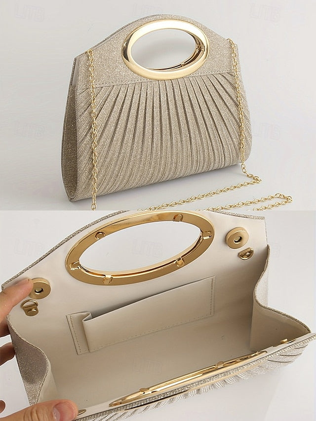 Evening Clutch Handle Bag with Gold Women's Glitter
