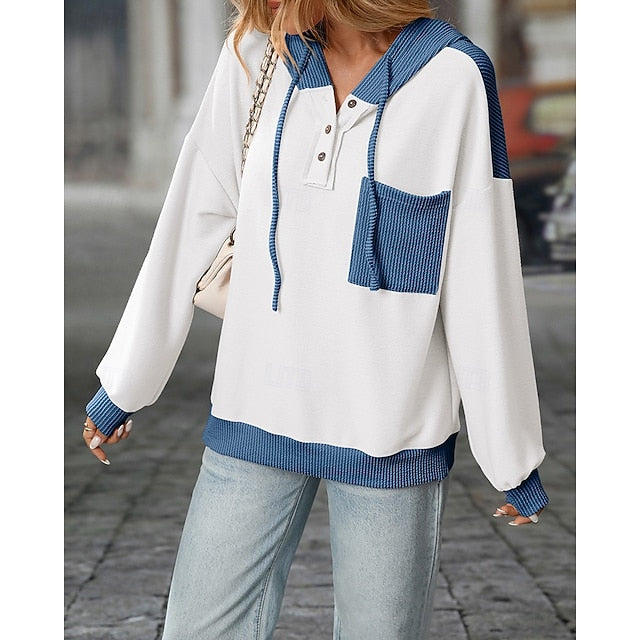 Women's Pullover Sweatshirt Casual Hoodies Drawstring with