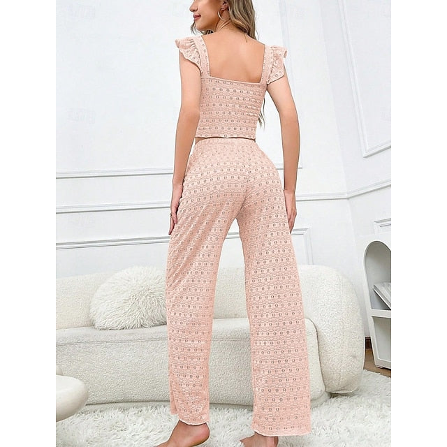 Women's Pajama Set Casual Comfort Pure Color Elastic Waist