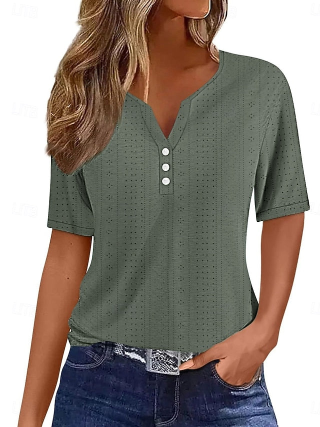 Women's T Shirt Solid Color Plain Stylish Modern Casual