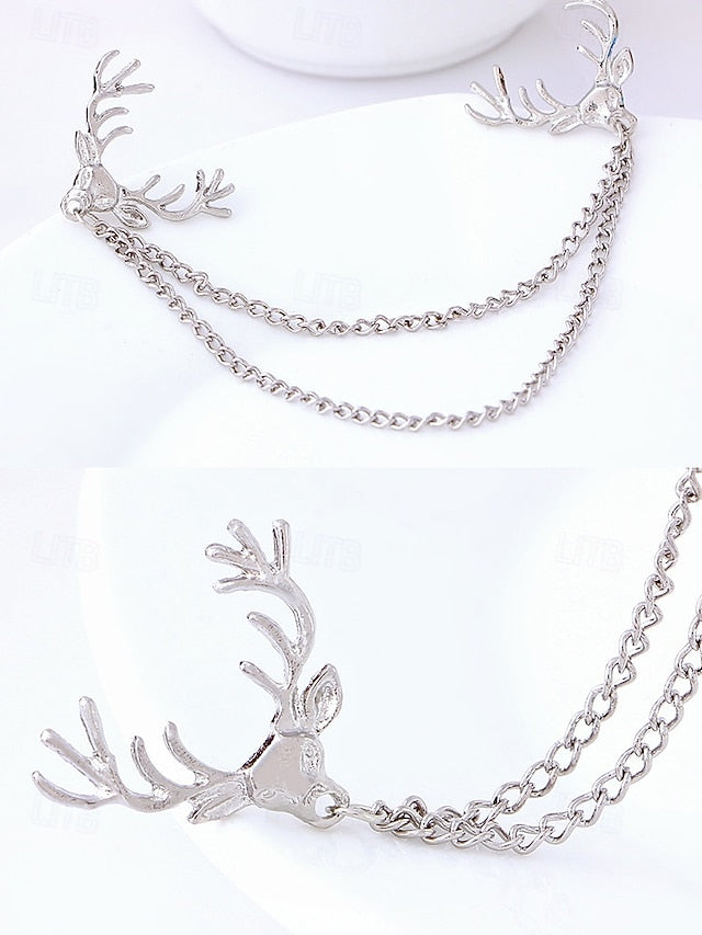 Pins Men's Alloy Reindeer – Elegant Christmas Collar