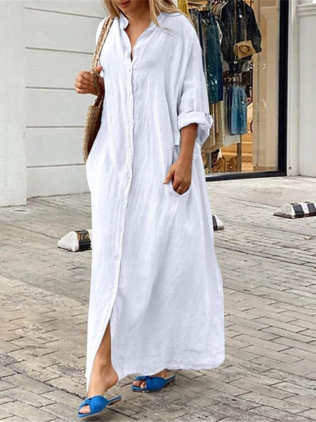 Women's Long Dress Maxi Dress Maxi Dress Faux Cotton Linen