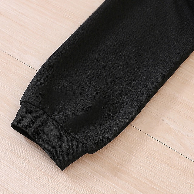 Color Block Pieces Long Girls' Suits Set Dress Kids 2