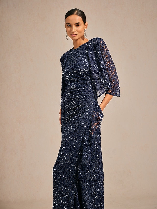 Women's Lace Shirt Sequins Lace Elegant 3/4 Length Sleeve V