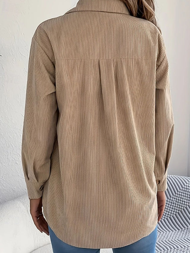 Women's Shirt Texture Blouse Blouse Pocket Buttons Plain