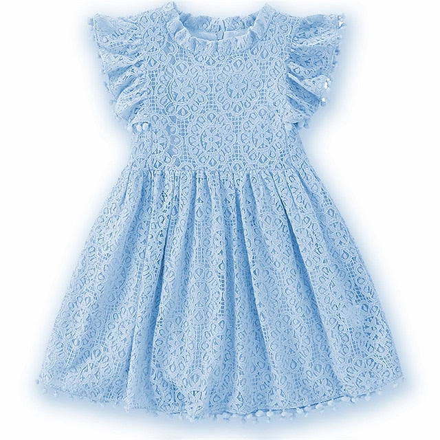 Solid Color Sleeve Girls' Short Party Dress Kids