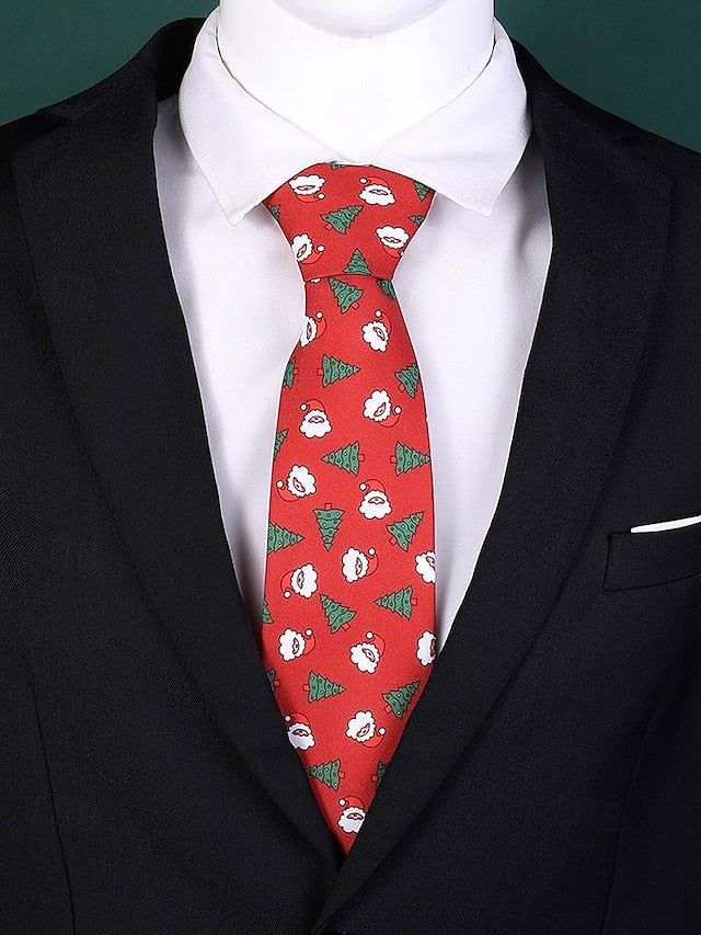 Polyester Tree Tie and Men's Silk – Fun Santa Christmas