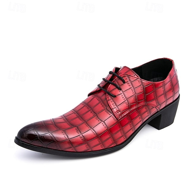 Faux – Crocodile Red Leather Shoes Pattern Men's
