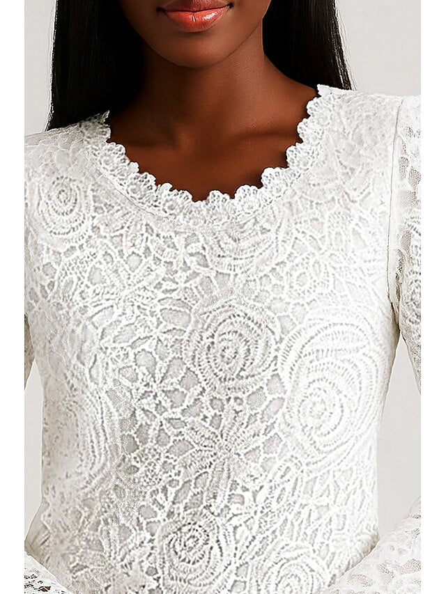 Women's Lace Tops Lace Plain Stylish Modern Long Sleeve