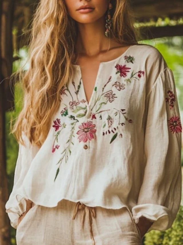 Women's Shirt Boho Shirt Blouse Print Floral Graphic