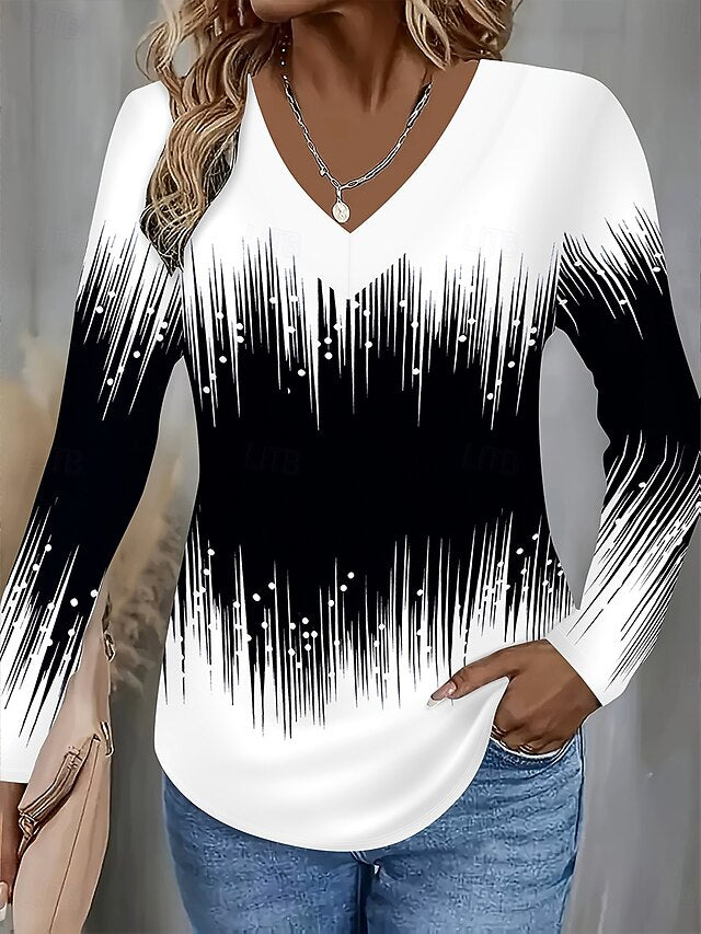 Women's T Shirt Print Ombre Graphic Geometric Vintage