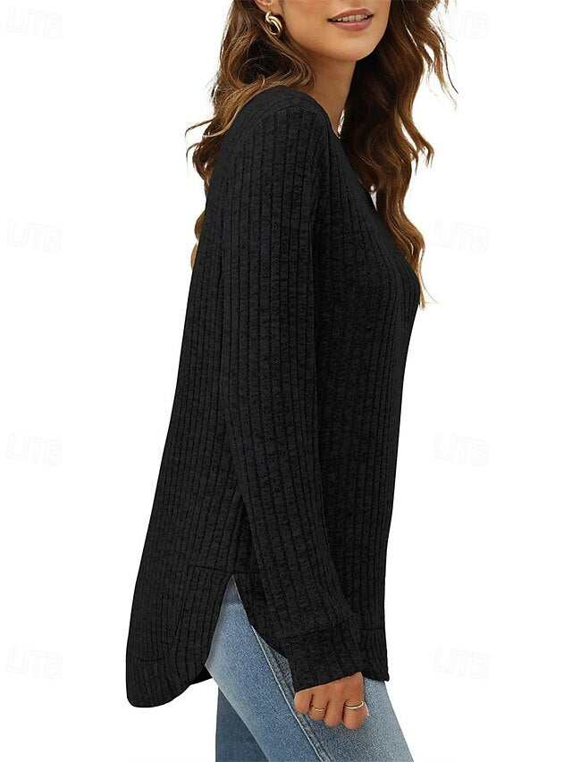 Women's Texture Blouse T Shirt Tee Top Asymmetrical Plain