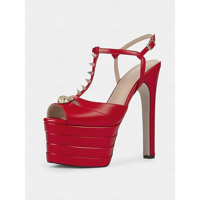 Women's Metallic Heels Platform Edgy and High - Gold Silver