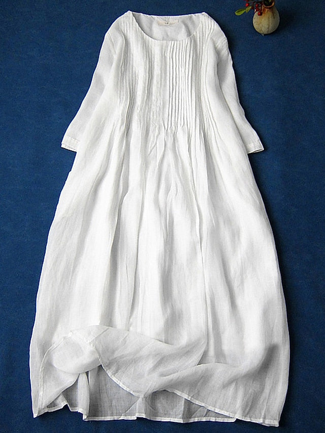 Women's White Pink Purple Summer Spring Midi Dress White