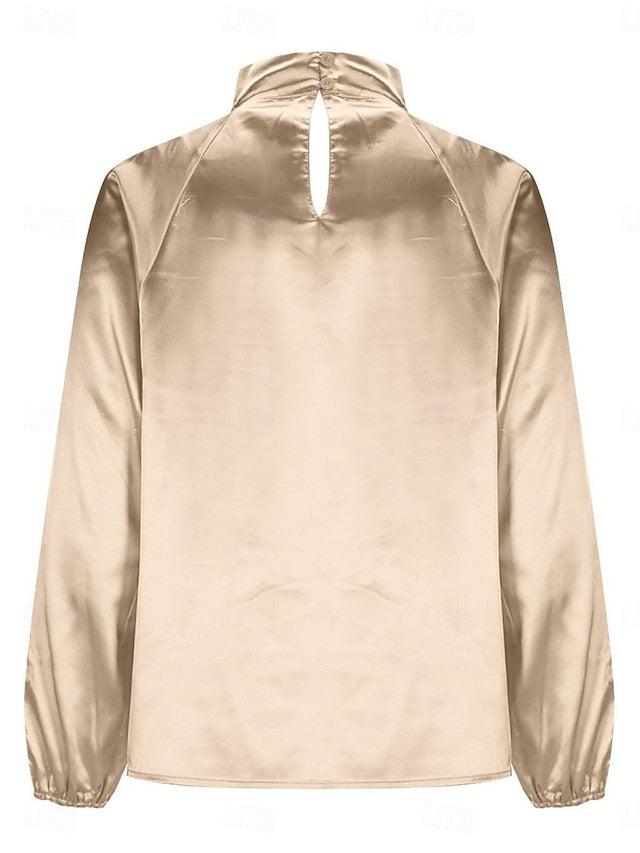 Women's Shirt Satin Shirt Blouse Solid Color Stylish