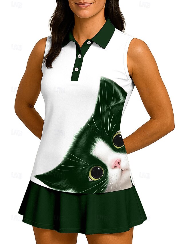 Women's Unisex Animal Cat Sport Shirt Golf Polo Shirt Tank