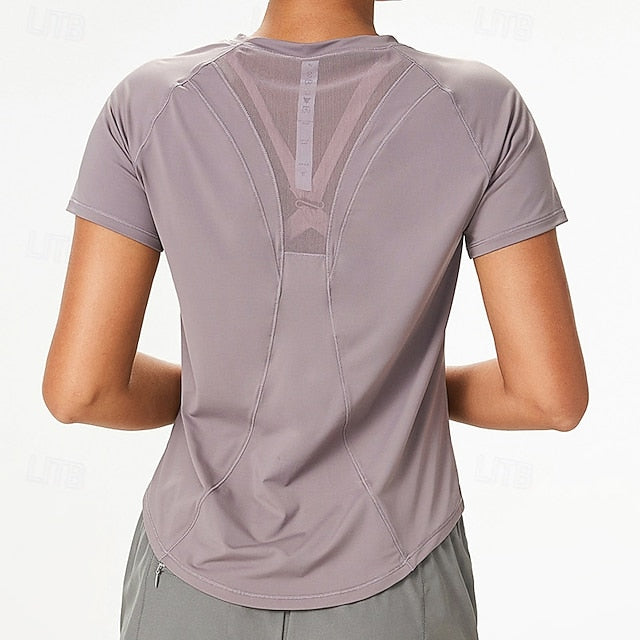 Women's Gym Shirt Running Shirt Mesh Short Sleeve Top