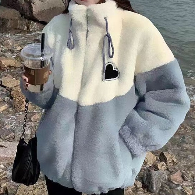 Women's Fuzzy Fleece Jacket Winter Coat with Pockets Long