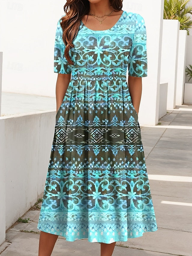 Women's Midi Dress Summer Dress Pleated Dress Vacation