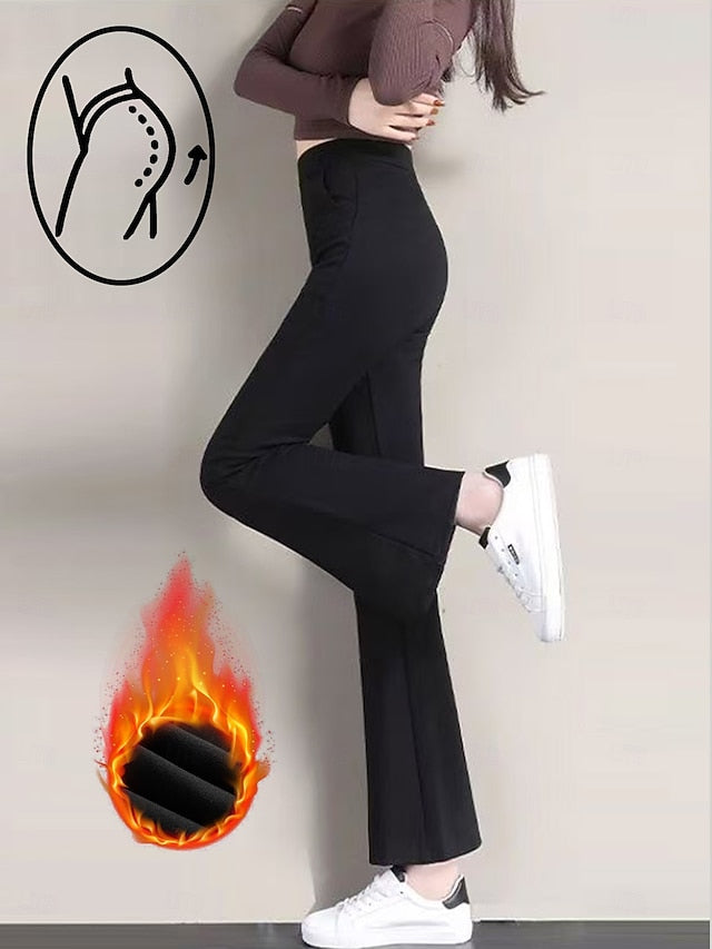 Autumn and winter warm micro flared pants women's new high