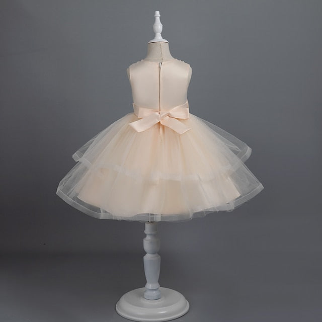 Dress Sleeveless Girls' Solid Color Party Toddler