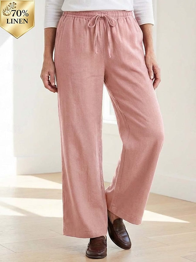 70% Linen Women's Linen Pants Culottes Wide Leg Wide Leg