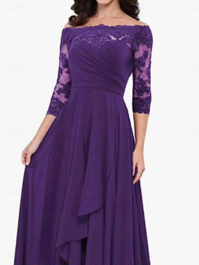 A-Line Off of Shoulder Dress the Elegant Simple Bride Mother