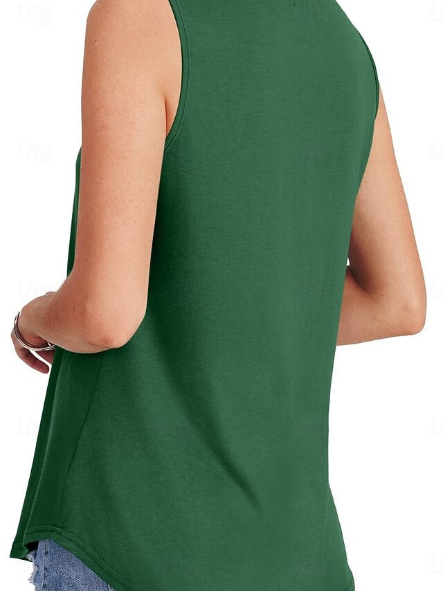 Women's Blouse Print Plain Active Casual Sleeveless Crew