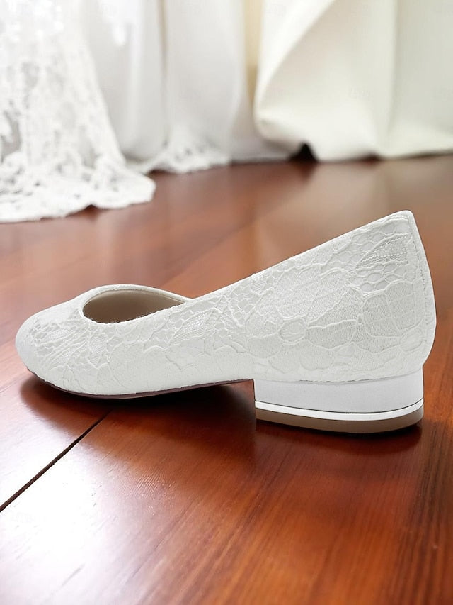 Heel Women's Lace Ivory Wedding Flats Low