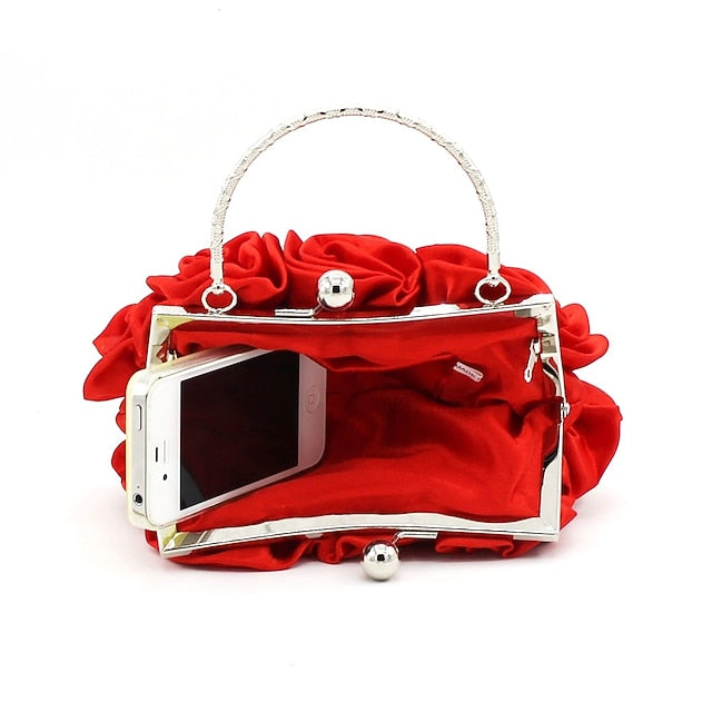 Evening – Design Vintage Bag Floral Elegant Red Clutch Rose