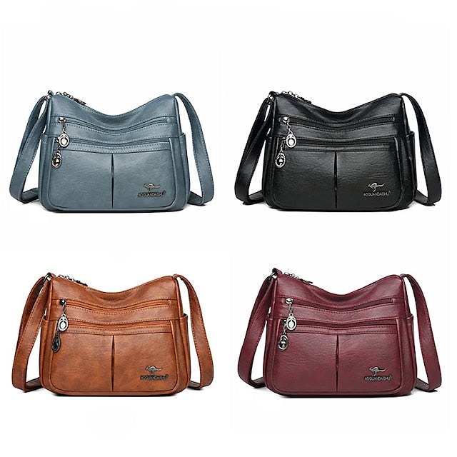 Kunstleder Damen Schultertasche mit mehreren Taschen - Umhängetasche