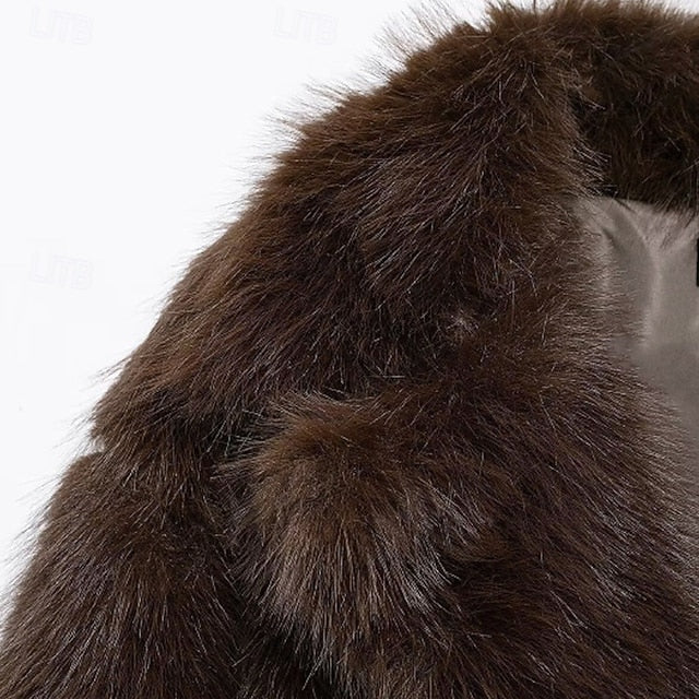 Furs Coat Faux Pocket Comfortable Fur Warm Women's