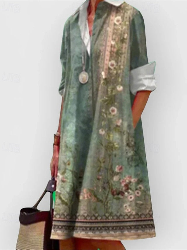 Women's Midi Dress Shirt Dress Casual Dress Fashion Modern