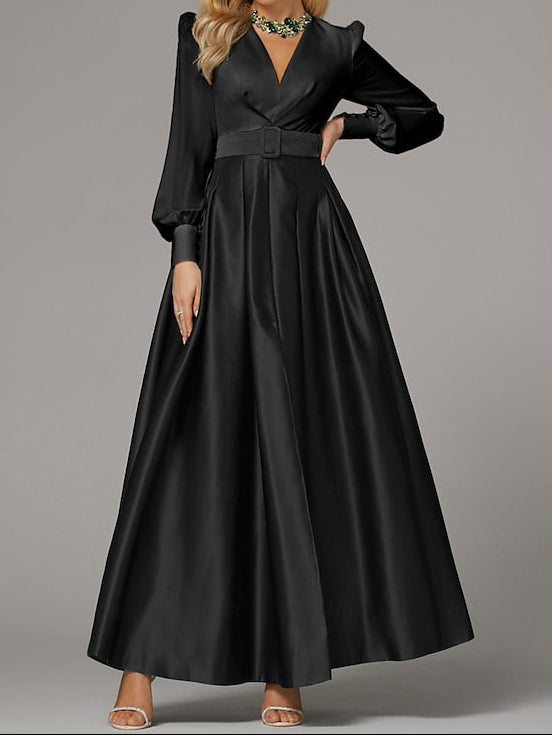 High Evening Wedding Guest Floor Formal A-Line Dress Split Gown