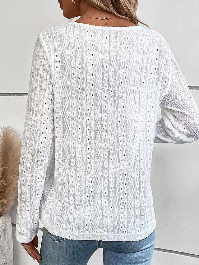 Women's Tunic Elegant Casual Lace Long Sleeve Regular Tops