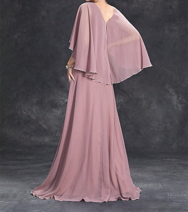 Bride Neck Mother Dress V Elegant of Floor the Party