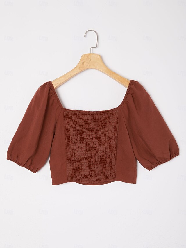 Lyocell-blend Smocked Blouse