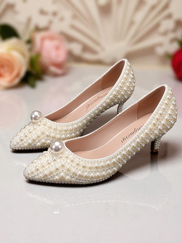 and Kitten Women's Matching Pumps Heel Pearl-Embellished