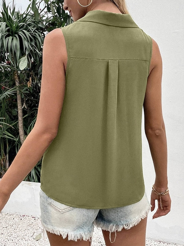 Women's Camisole Tank Top Buttons Solid Color Daily Stylish