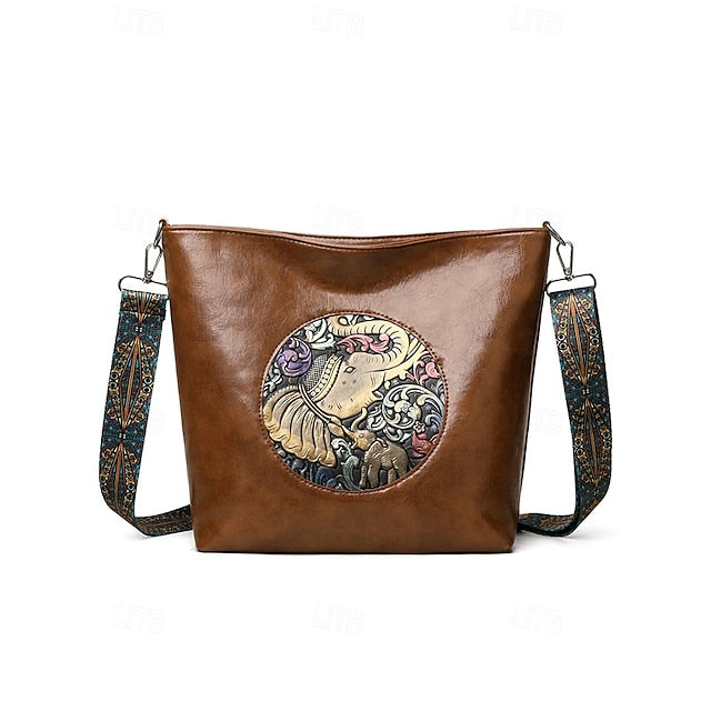 Sac bandoulière femme éléphant bohème – vintage gaufré