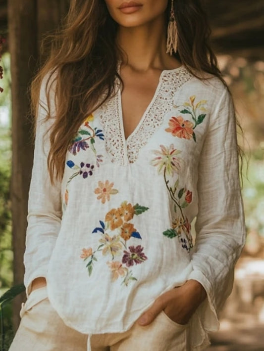 Women's Shirt Boho Shirt Blouse Print Floral Graphic